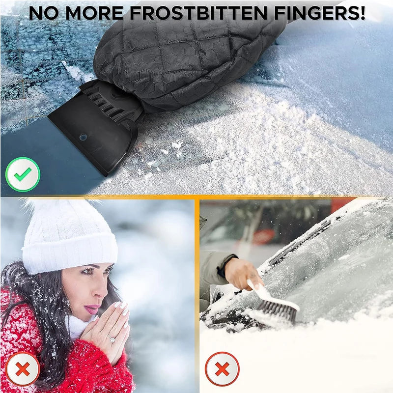 Ice Scraper Mitt — Warm Fleece Glove with Built-In Scraper