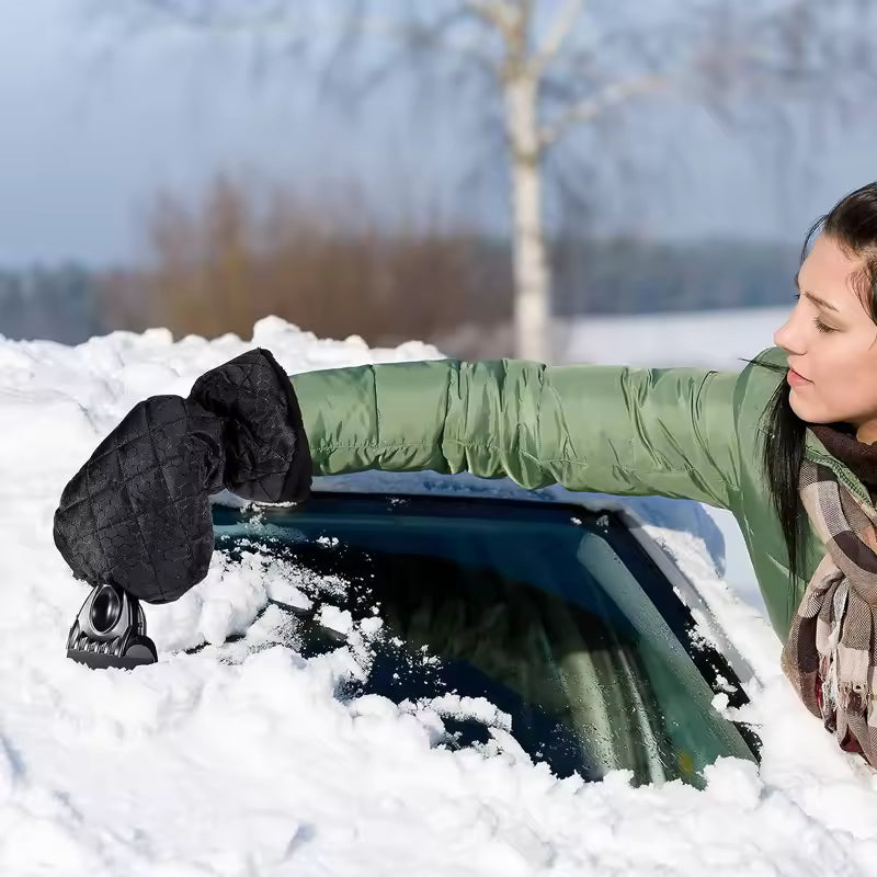 Ice Scraper Mitt — Warm Fleece Glove with Built-In Scraper