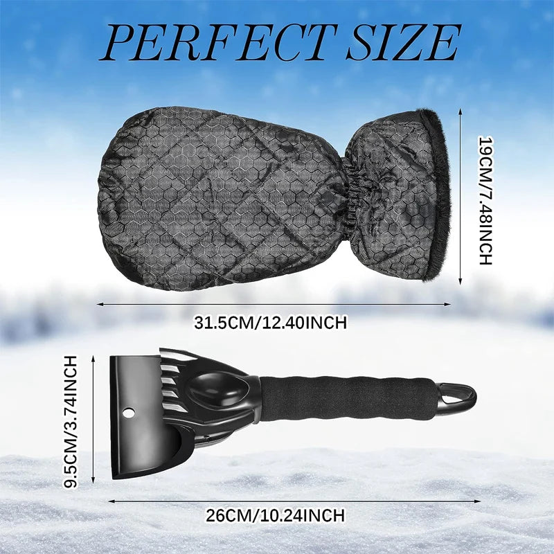 Ice Scraper Mitt — Warm Fleece Glove with Built-In Scraper
